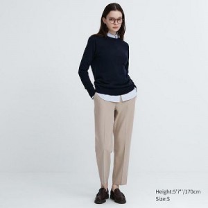 Beige Uniqlo Smart Ankle (2-Way Stretch) Women Pants | 5593028