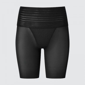 Black Uniqlo AIRism Smooth Body Shaper Unlined Half Women Tight | 8616645