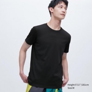 Black Uniqlo Dry Color Crew Neck Short-Sleeve Women T Shirts | 2737823