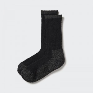 Black Uniqlo Heattech Soft Pile Heather Men Socks | 7092663