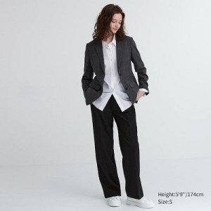 Black Uniqlo Wide-Fit Pleated Women Pants | 9858556
