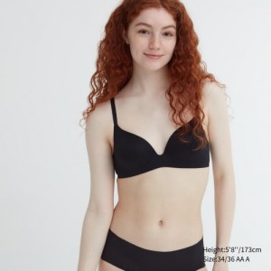 Black Uniqlo Wireless (3D Hold) Women Bras | 9660119