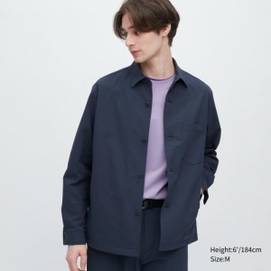 Blue Uniqlo Airsense Shirt SeersuckerUltra Light Shirt Men Jackets | 5138320
