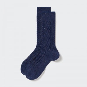 Blue Uniqlo Color Nep Cable Men Socks | 1579448