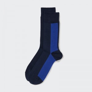 Blue Uniqlo Striped Men Socks | 7993200