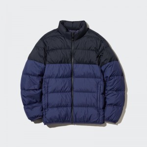 Blue Uniqlo Ultra Light Down 3d Cut Wide Quilt Color Block Men Jackets | 2707865