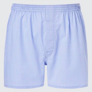 Blue Uniqlo Woven Checked Boxer Men Underwear | 6433502