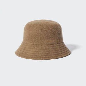 Brown Uniqlo Adjustable Wool Bucket Women Hats | 1202842