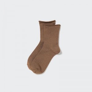 Brown Uniqlo HEATTECH Crew Women Socks | 4531343