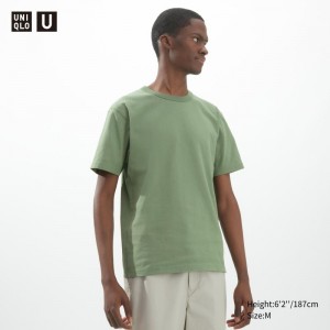 Green Uniqlo U Crew Neck Short-sleeve Men T Shirts | 326384