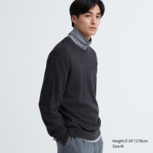 Grey Uniqlo Cashmere Crew Neck Long-sleeve Women Sweaters | 923680