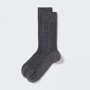 Grey Uniqlo Color Nep Cable Men Socks | 4692693