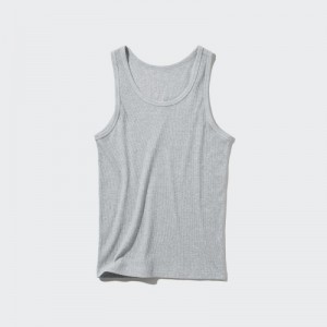 Grey Uniqlo Dry Color Ribbed Women Tank Top | 869481