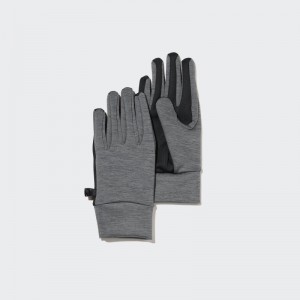 Grey Uniqlo HEATTECH Lined Stretch Men Gloves | 2848236