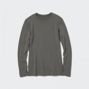 Grey Uniqlo HEATTECH Ultra Warm Crew Neck Long-Sleeve Women T Shirts | 1468591