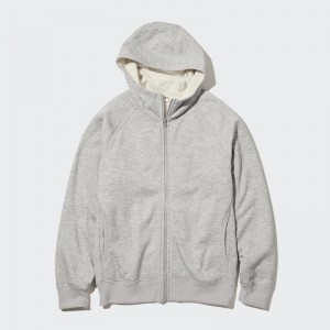 Grey Uniqlo Heattech Pile Lined Sweat Full-zip Men Hoodie | 1575715