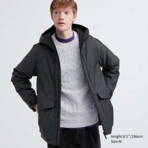 Grey Uniqlo Hybrid Down 3d Cut Men Parka | 2001692