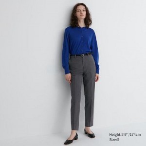 Grey Uniqlo Smart Ankle (2-Way Stretch, Tall) Women Pants | 8570532