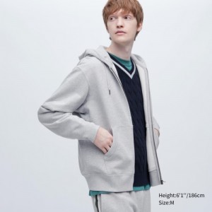 Grey Uniqlo Sweat Full-Zip Long-Sleeve Women Hoodie | 7889328