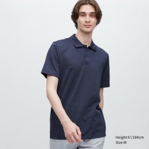 Navy Uniqlo Dry-ex Men Polo Shirts | 4358744