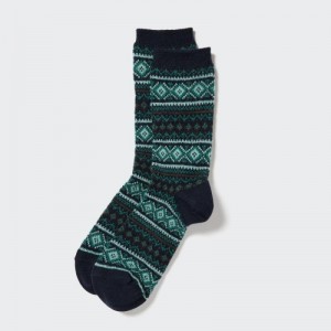 Navy Uniqlo HEATTECH Fair Isle Women Socks | 6587428