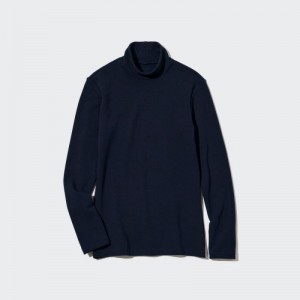 Navy Uniqlo HEATTECH Ultra Warm High Neck Women T Shirts | 772581
