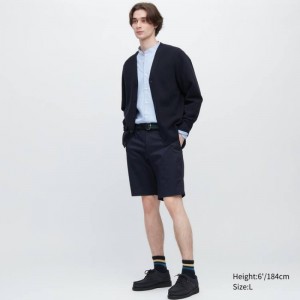 Navy Uniqlo Stretch Slim Fit Men Shorts | 8410560