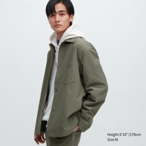 Olive Uniqlo Airsense Shirt Ultra Light Shirt Men Jackets | 8023161