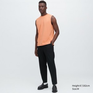 Orange Uniqlo Airism Cotton Sleeveless Men T Shirts | 3455705