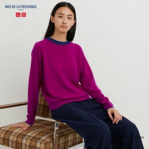 Pink Uniqlo Cashmere Crew Neck Long-sleeve Women Sweaters | 8040924