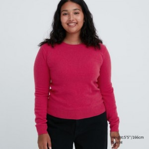 Pink Uniqlo Cashmere Crew Neck Long-sleeve Women Sweaters | 8150319