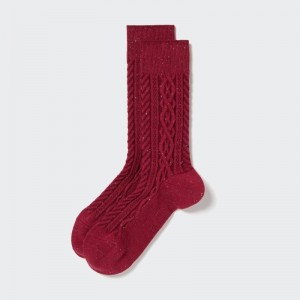 Red Uniqlo Color Nep Cable Men Socks | 5262110