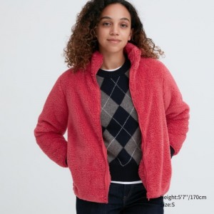 Red Uniqlo Fluffy Yarn Fleece Full-Zip Women Jackets | 9723859