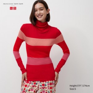 Red Uniqlo HEATTECH Seamless Ribbed Extra Warm Women T Shirts | 9934159
