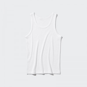 White Uniqlo Dry Color Ribbed Women Tank Top | 9459173