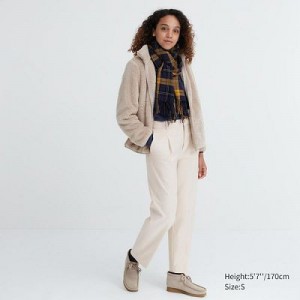 White Uniqlo HEATTECH Pleated Tapered Women Pants | 2282751
