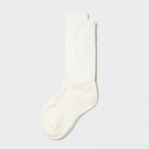 White Uniqlo HEATTECH Ribbed Pile Women Socks | 9932916