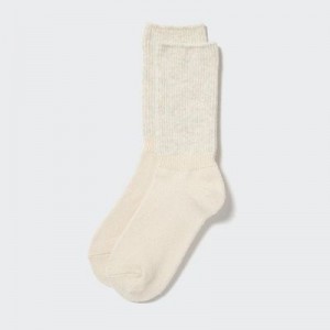 White Uniqlo HEATTECH Souffle Yarn Women Socks | 3171229
