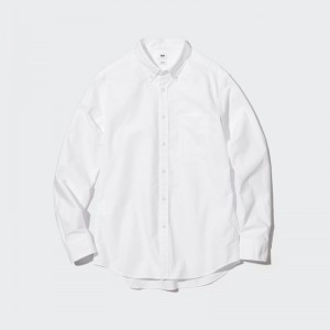 White Uniqlo Oxford Slim-fit Long-sleeve Men Shirts | 8660988