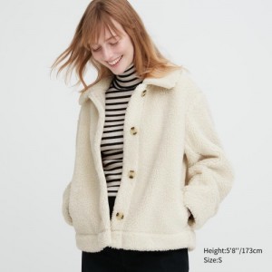 White Uniqlo Pile-Lined Fleece Women Jackets | 975029