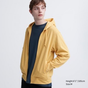 Yellow Uniqlo Airism Uv Protection Full-zip Men Hoodie | 6990971