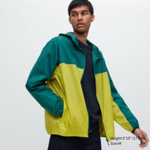 Yellow Uniqlo Pocketable Uv Protection 3d Cut Color Block Men Parka | 305001