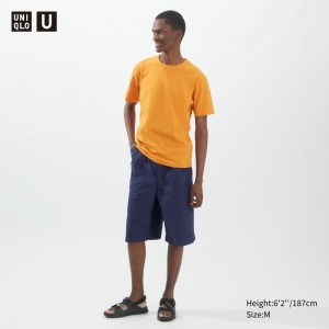 Yellow Uniqlo U Crew Neck Short-sleeve Men T Shirts | 5959119