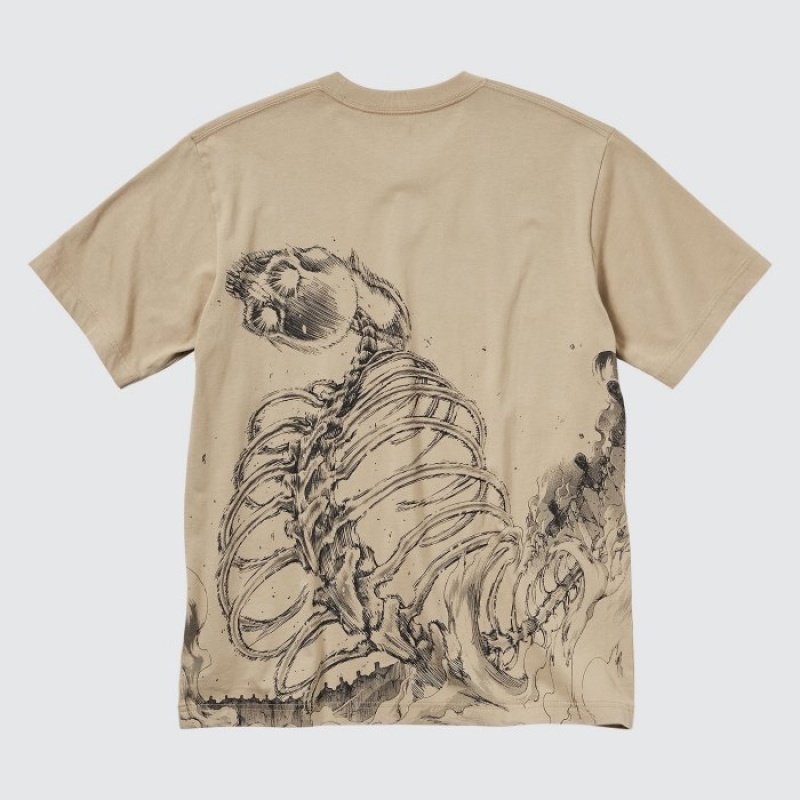 Beige Uniqlo Attack on Titan UT Short-Sleeve The 