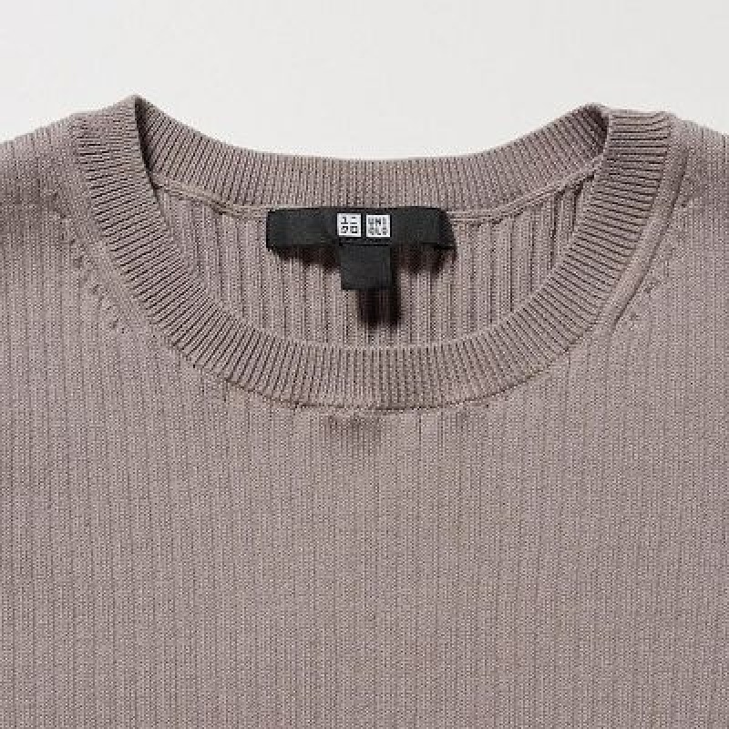 Beige Uniqlo Cotton Blend Knit Sleeveless Women Dress | 9537289
