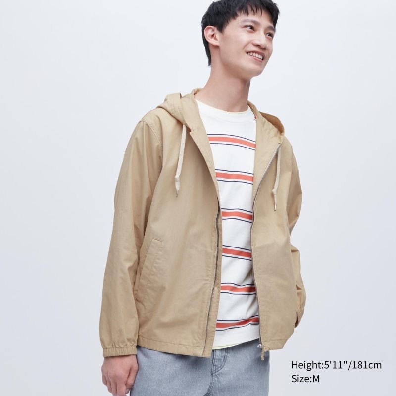 Beige Uniqlo Cotton Men Parka | 4378967