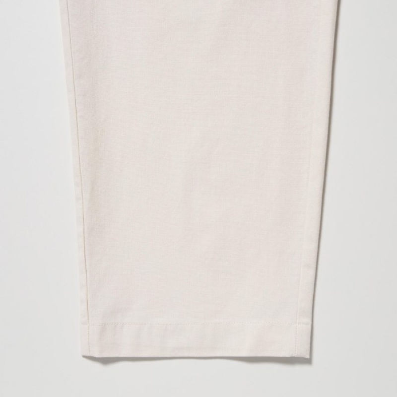 Beige Uniqlo Cotton Relaxed Ankle Lounge Women Pants | 2879903
