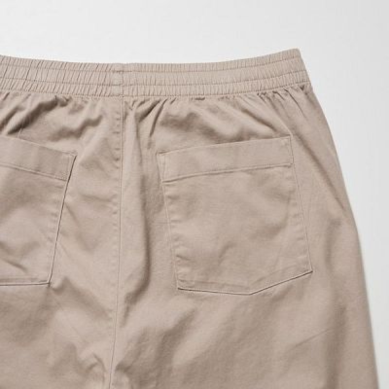 Beige Uniqlo Cotton Relaxed Ankle Women Pants | 5751865