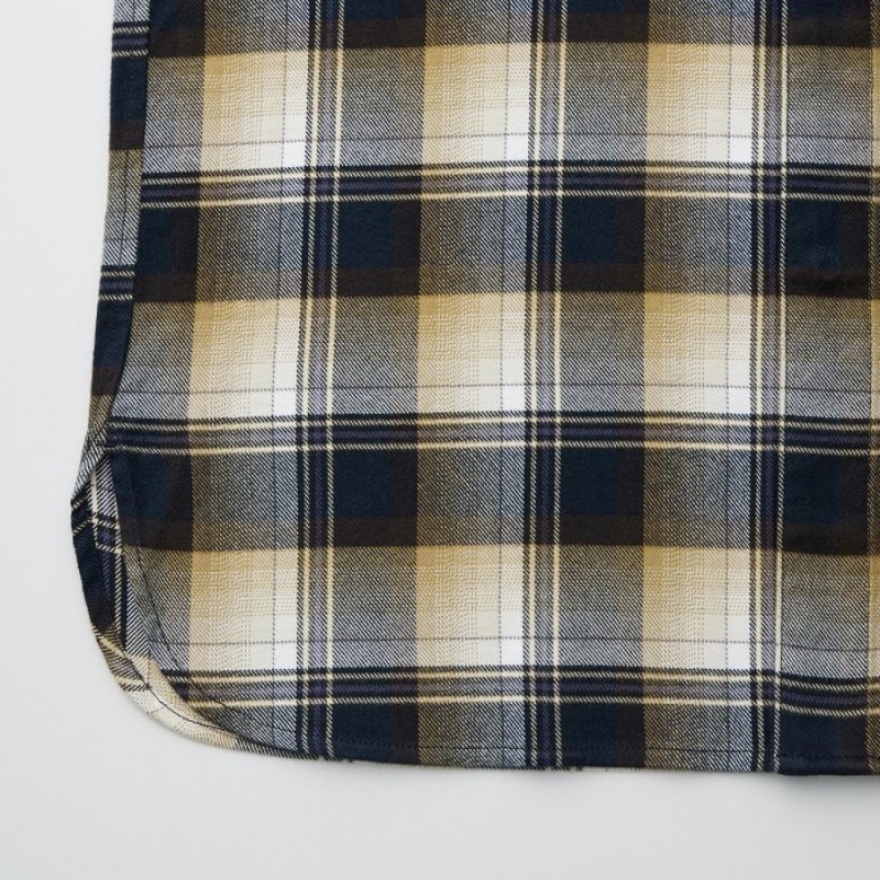 Beige Uniqlo Flannel Long-Sleeve Women Shirts | 3143828