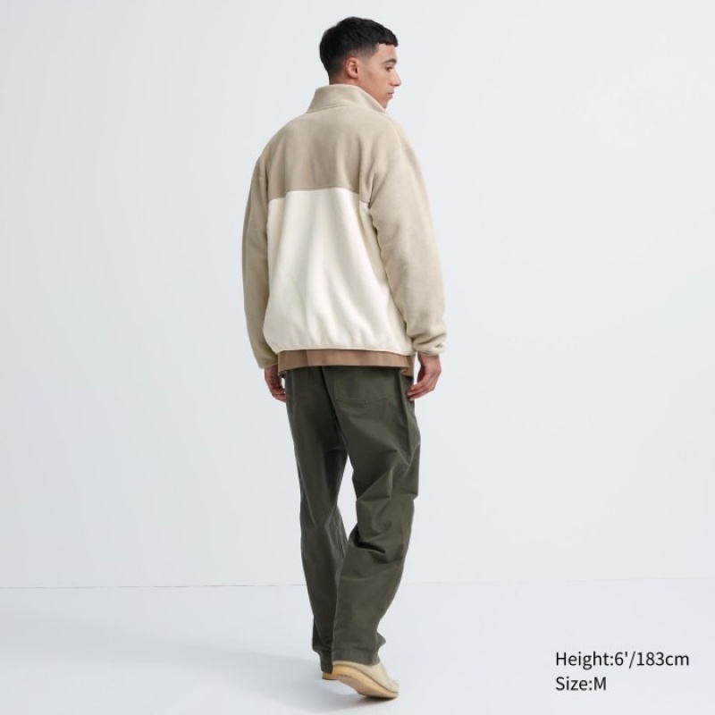 Beige Uniqlo Fleece Full-Zip Women Jackets | 4166153